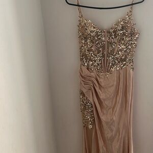 Elegant Gold Sequin Evening Dress